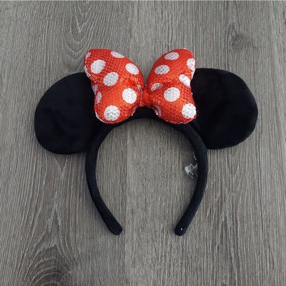 DISNEY Minnie Mouse Ears / Headband Red Polka Dot Bow - Picture 1 of 3